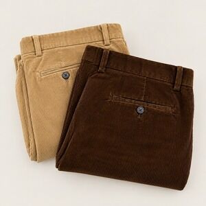 2 - Lands End Men's Corduroy Pants Tan Brown Straight Leg Trousers 44x27